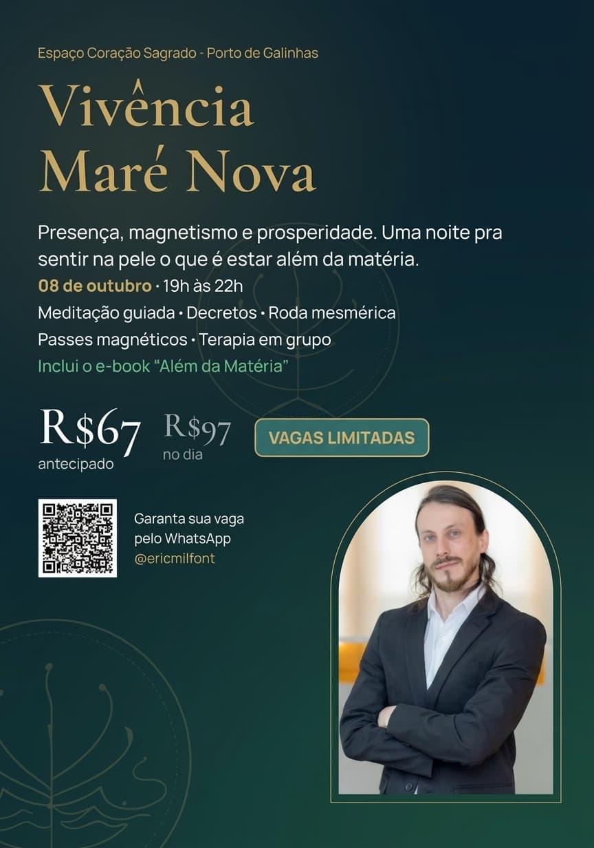 Cartaz da Vivência Maré Nova, 08 de outubro, no Espaço Coração Sagrado em Porto de Galinhas